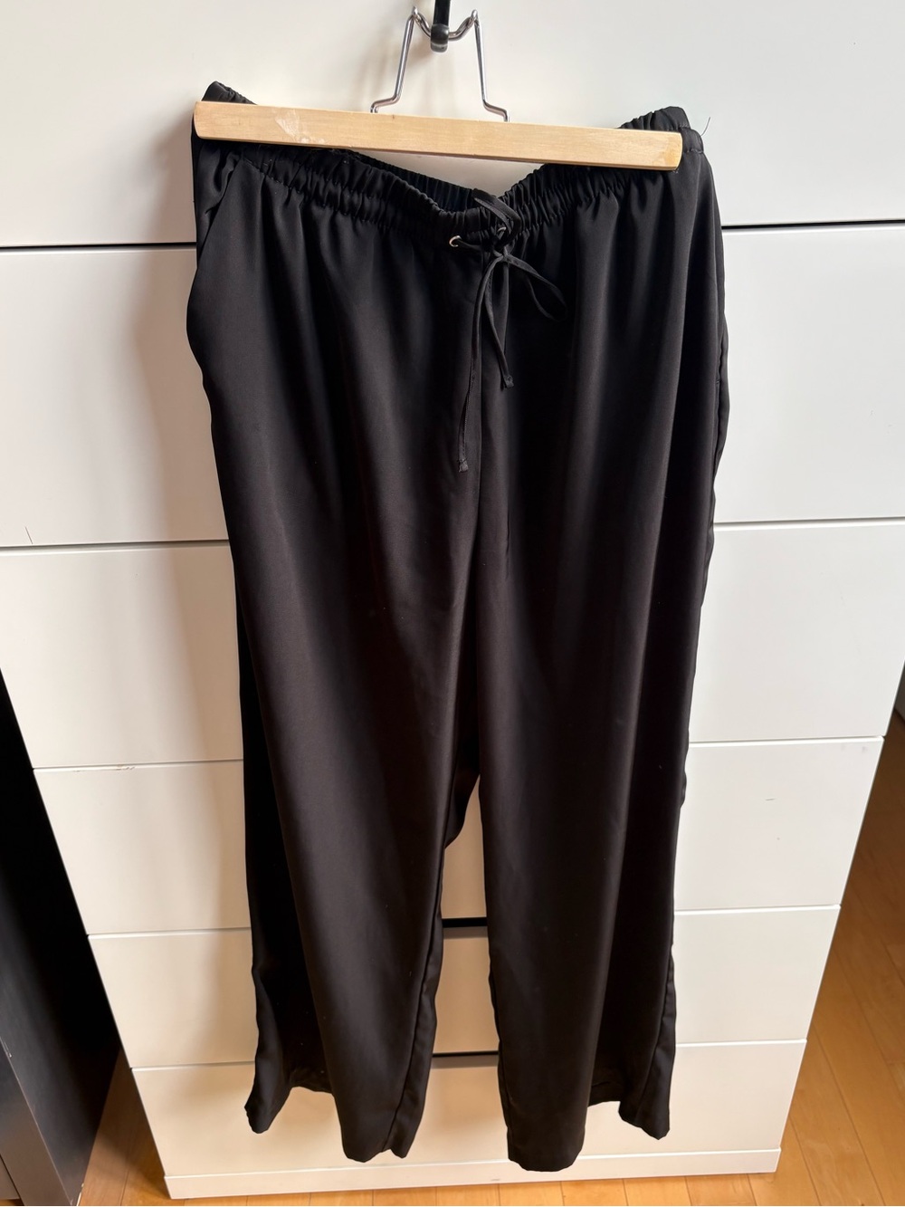 H&M Black Drawstring Satin Pants